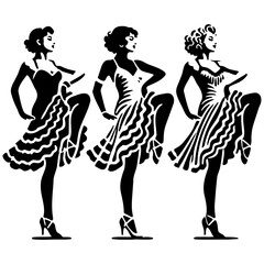 Cancan Dancers Silhouette.
