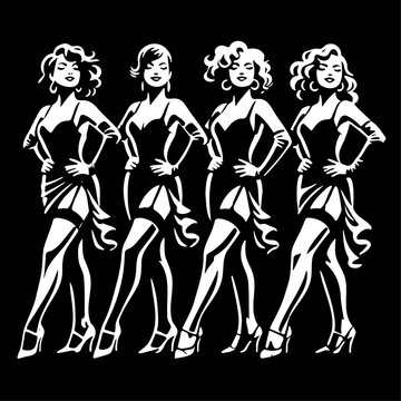 Cancan Dancers Silhouette.