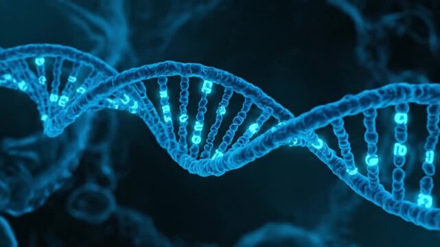 DNA strand unzipping and replicating process scientific medical visualization.