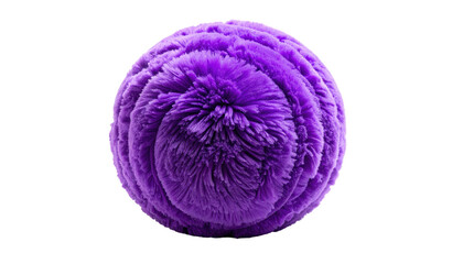 A sphere composed of soft, radiating, purple, fluffy material on a black background