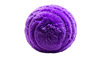 A sphere composed of soft, radiating, purple, fluffy material on a black background