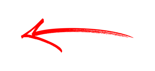 Hand-drawn red marker arrow isolated PNG transparent, arrow marker isolated PNG mark hand-drawn, Marked arrow isolated on background.