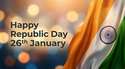 Republic Day of India Celebration Greeting Card with Flag.