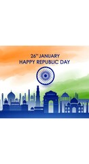 Illustration of famous Indian monuments for Republic Day of India.