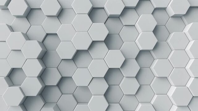 ミニマルな白の幾何学：立体的な六角形タイルが織りなす構造的バックグラウンド