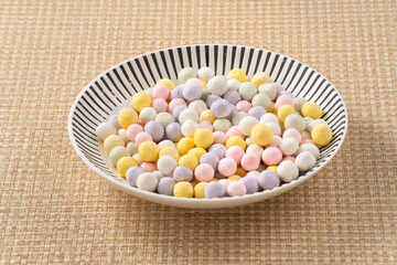 Raw colorful mini glutinous rice balls tangyuan for winter solstice festival