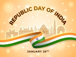 Indian republic day 26 January celebration banner design
