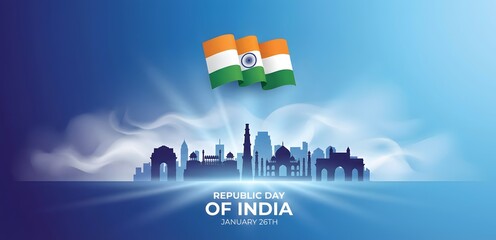 Happy republic day India greeting card abstract illustration design