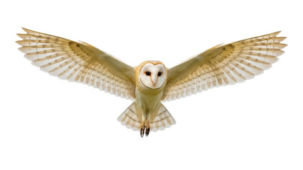 Isolated Barn Owl with Wings Extended in Flight for Wildlife Conservation Projects