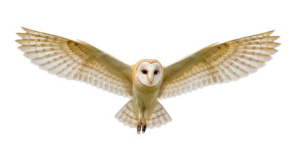 Isolated Barn Owl with Wings Extended in Flight for Wildlife Conservation Projects