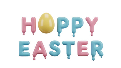 Isolated pastel Hoppy Easter text, fun celebration message, festive spring event for card design