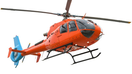 Isolated rescue chopper, red civilian utility transport in flight, emergency aircraft © Maelle