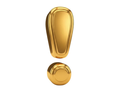 Isolated golden exclamation point symbol for attention, focus, alert, and highlighting important details