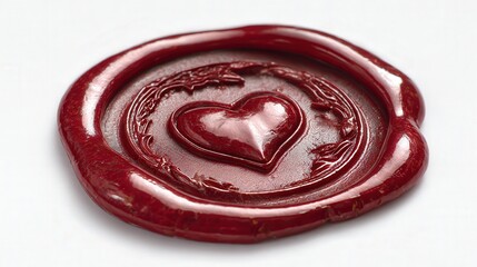 Love heart wax seal isolated on white background