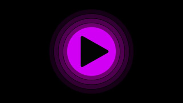 play icon, video play icon for website and mobile phone on black background. glowing play button animation. Press to play. On black background .Video,