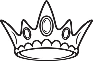 A black and white line drawing of a crown