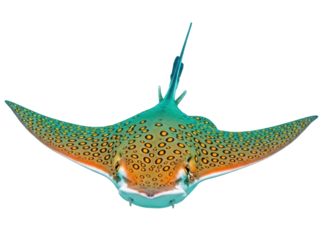 Isolated spotted eagle ray, a species of cartilaginous fish in the family Myliobatidae