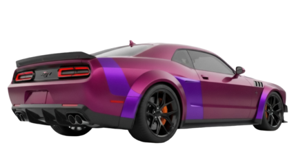 Isolated purple car rear view, sleek automotive design for modern transportation, no brand
