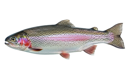 Obraz premium Isolated Rainbow Trout, an Oncorhynchus mykiss fish species, portrait against no background