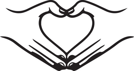Hand Heart Line Icon &ndash; Love, Care & Charity Symbol.