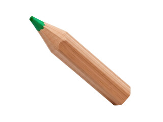 Isolated green-tipped unsharpened cedar pencil, school writing instrument for art class, stationery