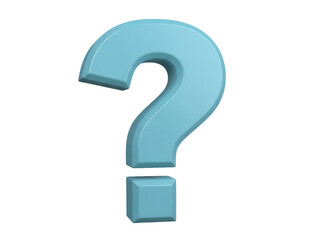 Isolated Three Dimensional Render of a Blue Question Mark for Inquiries and Curiosity