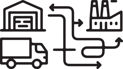 Workflow Process Line Icons &ndash; Business Flow & System Diagram Set.