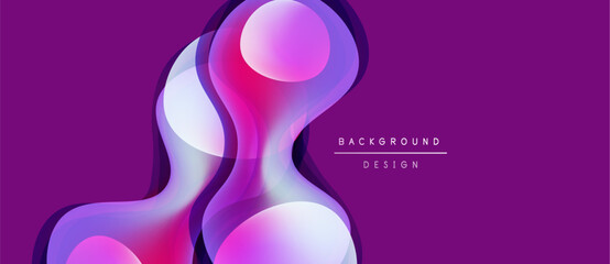 Abstract fluid shapes, vibrant purple hues, modern design. Smooth gradients create dynamic visual impact. Background suggests innovation, technology.