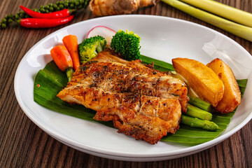 Gourmet asian Grilled crocodile steak