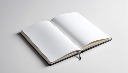 Open Blank Notebook Mockup with Angled Pages
