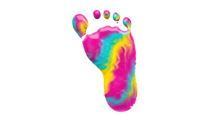 Obraz premium Isolated child's colorful footprint paint, creative kids activity and education concept