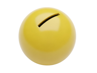 Isolated yellow piggy bank with slot in the center, savings concept, investment idea, financial planning