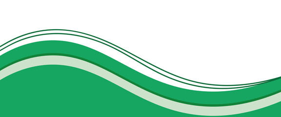 Abstract green wave background, Vector green line background curve element with white space for text and message design, smooth curves, gradient tones, and thin white and green flowing lines.