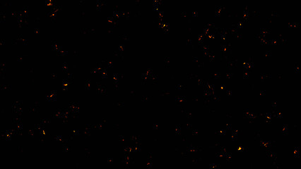 Perfect fire particles embers sparks on black background . Texture overlays.