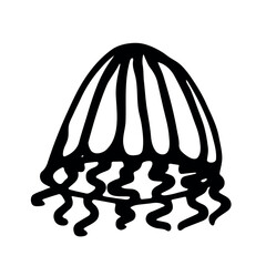 Hand drawn jellyfish doodle Sea animal illustration Cute marine underwater creature Medusa sketch clipart Single element for web, design, decor, children's print