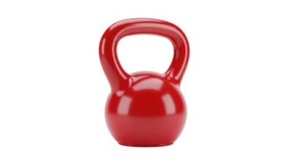 Isolated red kettlebell strength training equipment for fitness exercise, weight training