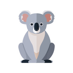 Fototapeta premium Koala illustrated in a clean 2D flat vector style, minimal and modern, isolated on a white background.