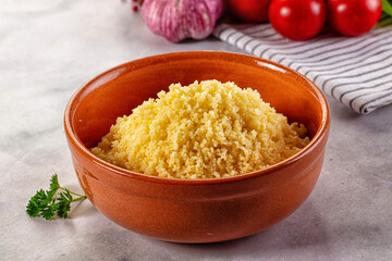 Boiled wheat couscous grain garnish