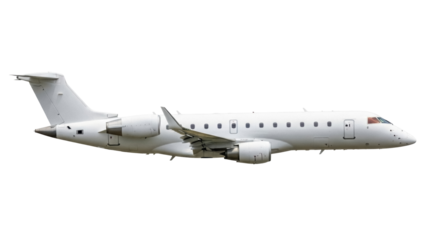 Isolated private jet on a neutral background, business transportation in the air, aircraft