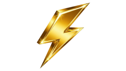 Isolated golden lightning bolt illustration, a symbol of power, energy, and electricity