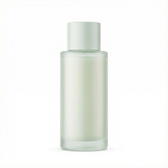 Clear glass bottle for skincare or cosmetics with simple design  