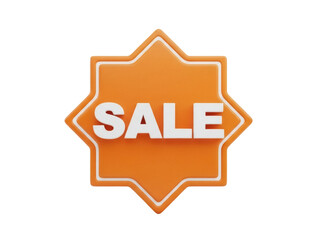 Isolated orange badge with the inscription SALE promotes discount sales, special offers