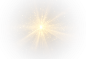 Golden sun with radiant glow and shining star PNG