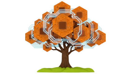 Isolated circuit board tree with technological interface for creative concept graphics design