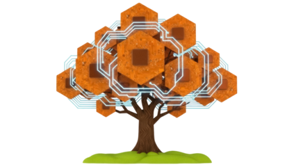 Isolated circuit board tree with technological interface for creative concept graphics design