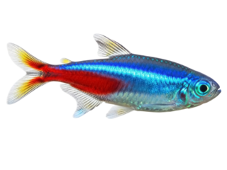 Isolated Neon Tetra Freshwater Fish, Aquarium Pet, Freshwater Tropical, Bright Color, Fishkeeping
