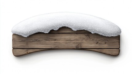 Wooden sign covered with fresh snow in a winter setting with natural frost details