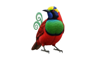 Isolated colorful bird with unique plumage, nature, wildlife, tropical animal, fauna