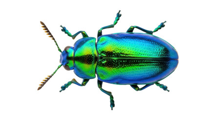 Isolated iridescent jewel beetle on display showcasing its vibrant colors and markings
