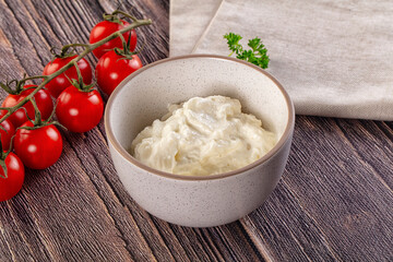 Italian delicous stracciatella young soft cheese